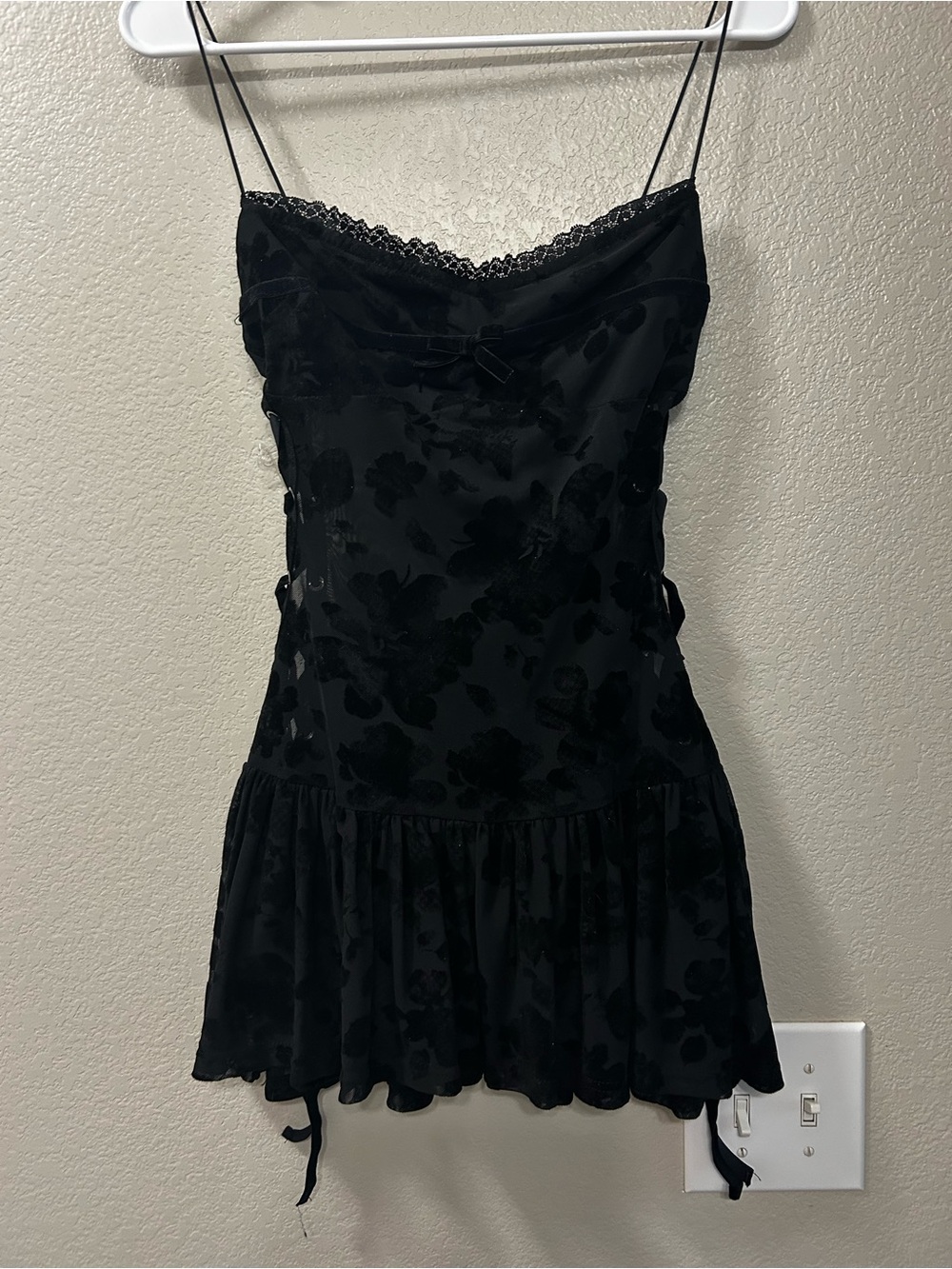 Black Floral Lace-Trim Slip Dress - Women